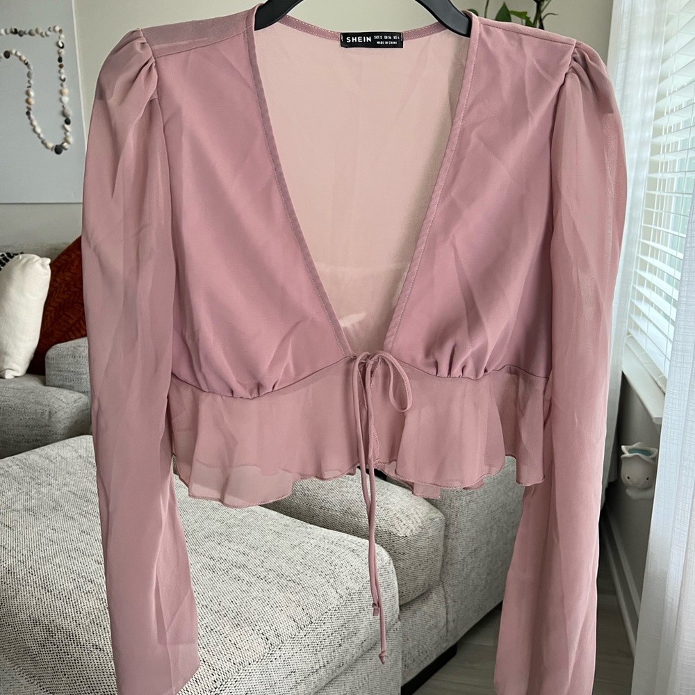 Long sleeve mauve tie shirt